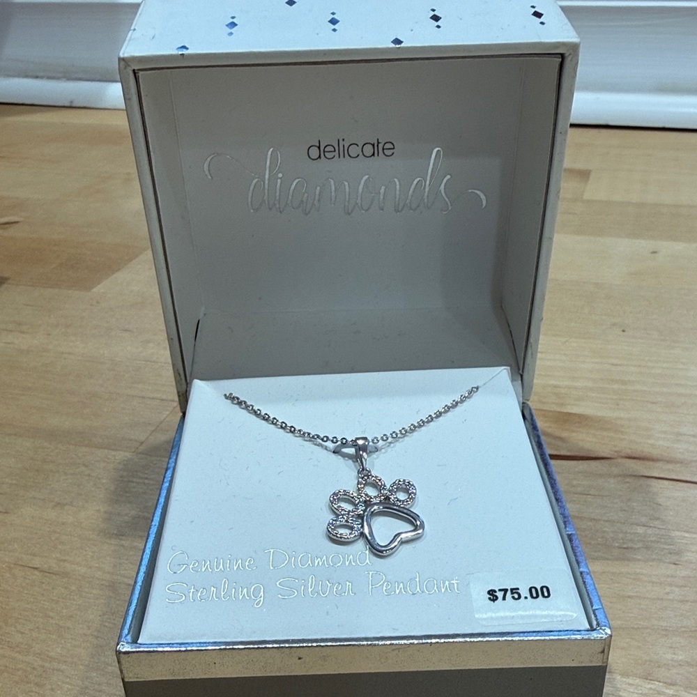 Sterling Silver Paw print Necklace - Picture 2 of 5
